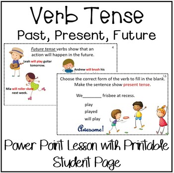 Verb Tense Power Point Lesson and Student Page by Jan Lindley | TpT