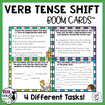 Preview of Verb Tense Shift Boom Cards | Digital Task Cards