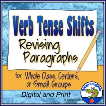 Preview of Verb Tense Shifts Paragraph Revising Worksheets - Easel Digital and Print