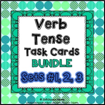 Preview of Verb Tense Task Cards Bundle: 70 multi-level task cards & worksheets