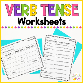 Preview of Verb Tense Worksheets | Regular and Irregular Practice | Past, Present, Future