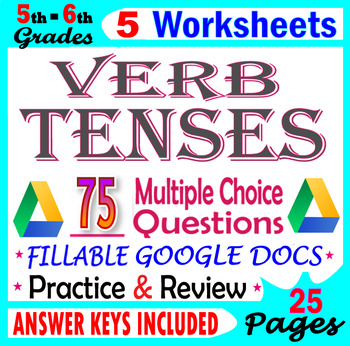 Preview of Verb Tense and Irregular Verbs Worksheets. Fillable Grammar Practice. Gr 5-6 ELA