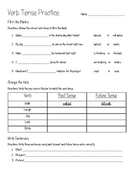 Activities For Verb Tenses