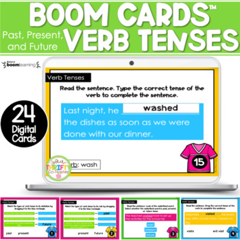 Preview of Verb Tenses Boom Cards | Digital Task Cards | Past, Present, and Future Verbs