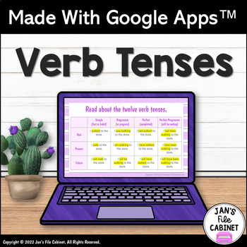 Preview of Verb Tenses Lesson and Activities | English | GRADES 6-8 Interactive Google Apps