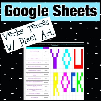 Preview of Verb Tenses PIXEL ART