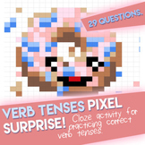 Verb Tenses Practice: Pixel Surprise Art