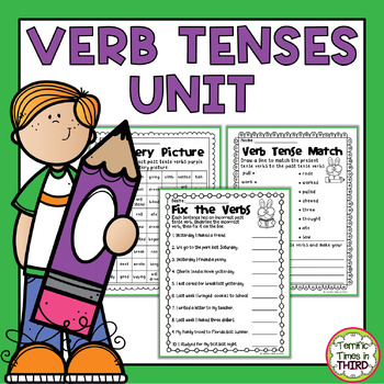 Preview of Verb Tenses Unit: Worksheets for Past, Present, and Future