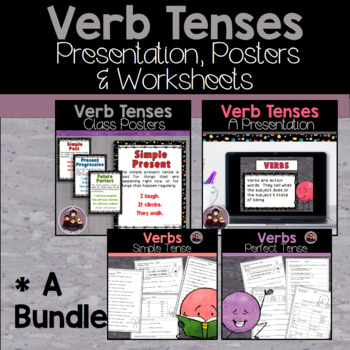 Preview of Verb Tenses | Worksheets | Classroom Posters | Powerpoint Presentation