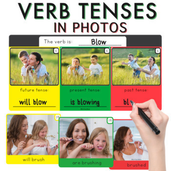 Preview of Verb Tenses in Photos (Sequencing) + NO PRINT + BOOM Cards
