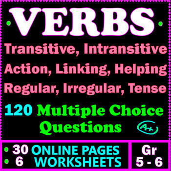 Preview of Verb Worksheets. Irregular verbs & forms. 5th & 6th grade ELA. Parts of Speech