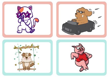 Preview of Verb flash cards- animal themed fun