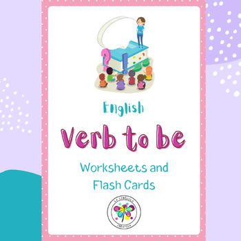 Preview of Verb to Be Present Worksheets Flash Cards Grammar Activities NO PREP Color