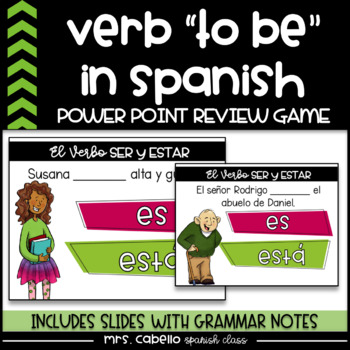 Preview of Verb to be in Spanish Game and Power Point Slides - Verbo Ser y Estar