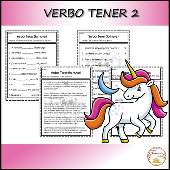Preview of Verb to have - Verbo Tener Spanish Practice Worksheets