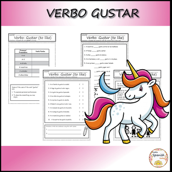 Preview of Verb to like - Verbo gustar Spanish Practice Worksheets