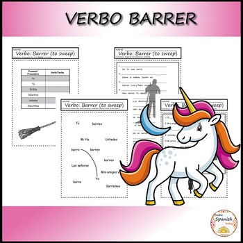 Preview of Verb to sweep - Verbo barrer Worksheets in Spanish