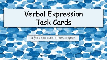 Preview of Verbal Expressions TASK CARDS