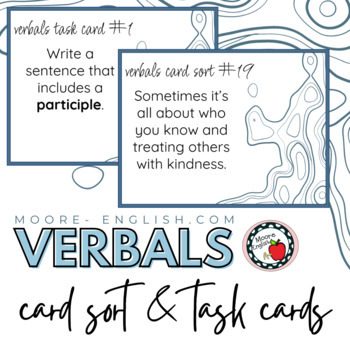 Preview of Verbals Card Sort and Task Cards / Google Slides, Google Form, and Jamboard