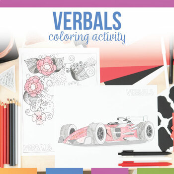 Preview of Verbals Coloring Sheets Gerunds, Participles, Infinitives Coloring Activities