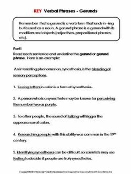 Verbals Gerunds Infinitives Participles Scavenger Hunt Worksheet Practice