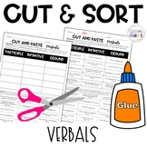 Verbals Participle Infinitive Gerunds Cut and Paste Sortin