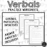 Verbals Practice Worksheets (Gerunds, Participles, Infinitives)