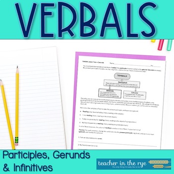 Preview of Verbals Unit Gerunds Participles and Infinitives Worksheets Review Assessment