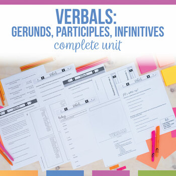 Preview of Verbals Unit Lesson Bundle | Participles, Infinitives, Gerunds Activities Tools