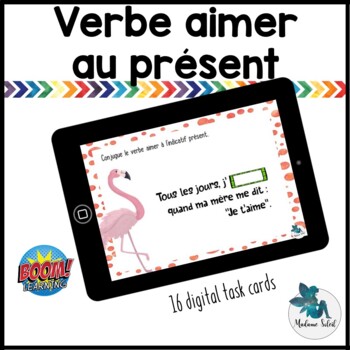 Preview of Verbe aimer à l'indicatif présent / Boom Card / Cartes à tâches digitales