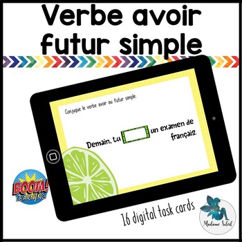 Preview of Verbe avoir au futur simple / BOOM CARDS / Cartes à tâches digitales