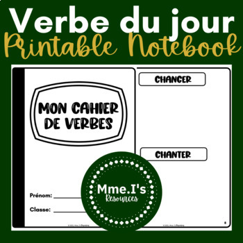 Preview of French Verbs Year-Long Printable Practice Book | Verbe du jour | Verb of the Day