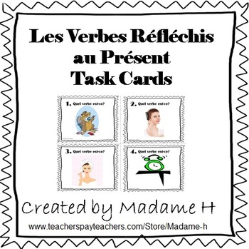 Preview of French Reflexive Verbs Task Cards: 48 Varied Practice Questions