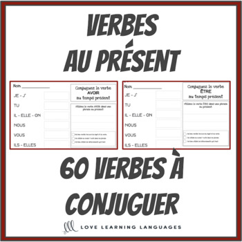 Verbes Au Present 60 Verbes Francais A Conjuguer Tpt
