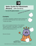 Verbo Gustar Fun Worksheets (Present) with food items.