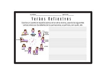 Preview of Verbos Reflexivos- La Rutina de Ana/ Reflexive Verbs- Worksheet