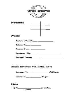 Preview of Verbos Reflexivos con Practica / Reflexive verbs with Practice