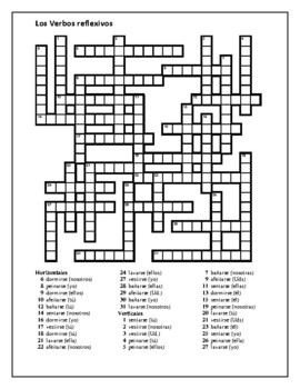 Los Verbos Reflexivos Crossword - WordMint
