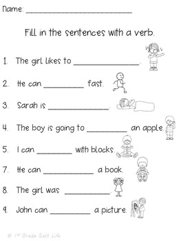 verbs activites verbs practice verbs worksheets by 1st grade salt life