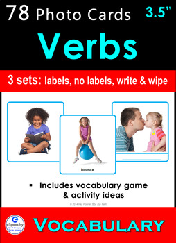 Preview of Photo Vocabulary Cards *78 VERBS* Speech Therapy Autism Sp Ed ESL