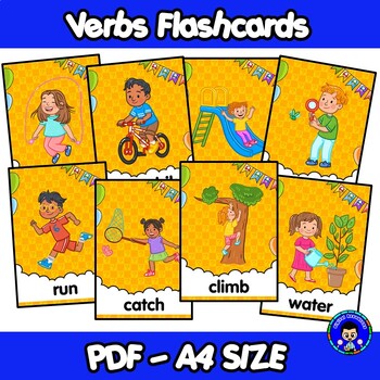 Preview of Verbs - Actions Flashcards / Mario Bros Theme / Picture Cards