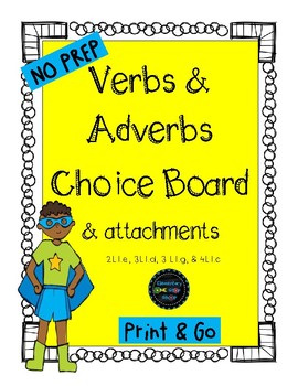 Preview of Print & Go Verbs & Adverbs Choice Board