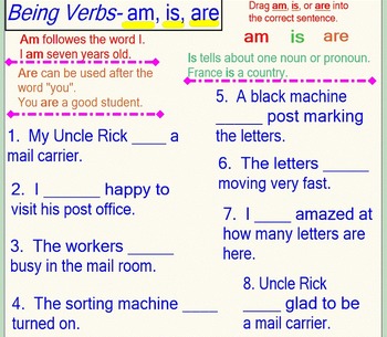 Preview of Verbs, Being Verbs, Past and Present- 5 Pages of Interactive Games