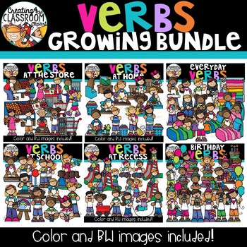 Preview of Verbs Clipart Growing Bundle (Verbs Clipart)