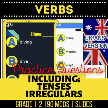 Preview of Verbs Editable Presentations Irregular Past Tense in UK/AUS English for Year 2-3