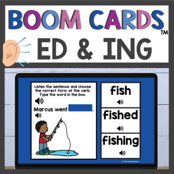 Preview of Verbs Ending in ed and ing Boom Cards
