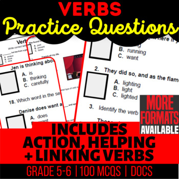 Preview of Verbs Google Docs Worksheets | Action Helping Linking | Digital Resources