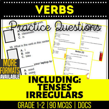 Preview of Verbs Google Docs Worksheets Irregular Past Tense Grade K 1 2 Digital Resources