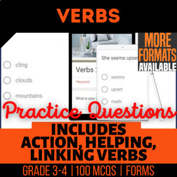 Preview of Verbs Google Forms | Action Helping Linking | Digital Resources | 3rd-4th Grade