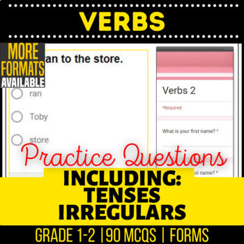 Preview of Verbs Google Forms | Irregular Past Tense Grade K 1 2 Digital Grammar Resources